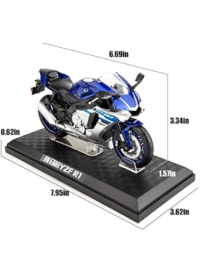 MSZ 1/12 Compatible for Yamaha YZF-R1 Motorcycle,Collector Motorcycle Replica with Display Stand and Helmet Keychain,Toy Motorcycles for 3-9 Year Old Boys Blue  - Image 2