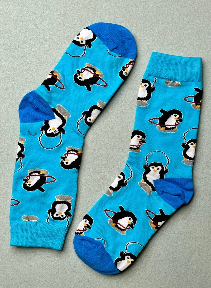 The Socks Hype 2 Pairs Cotton Blend Fun Penguin Socks for Men Women | Adorable Cartoon Penguin Design | Suitable for 35-42 Sizes | Comfortable Winter & Summer Socks - Image 1