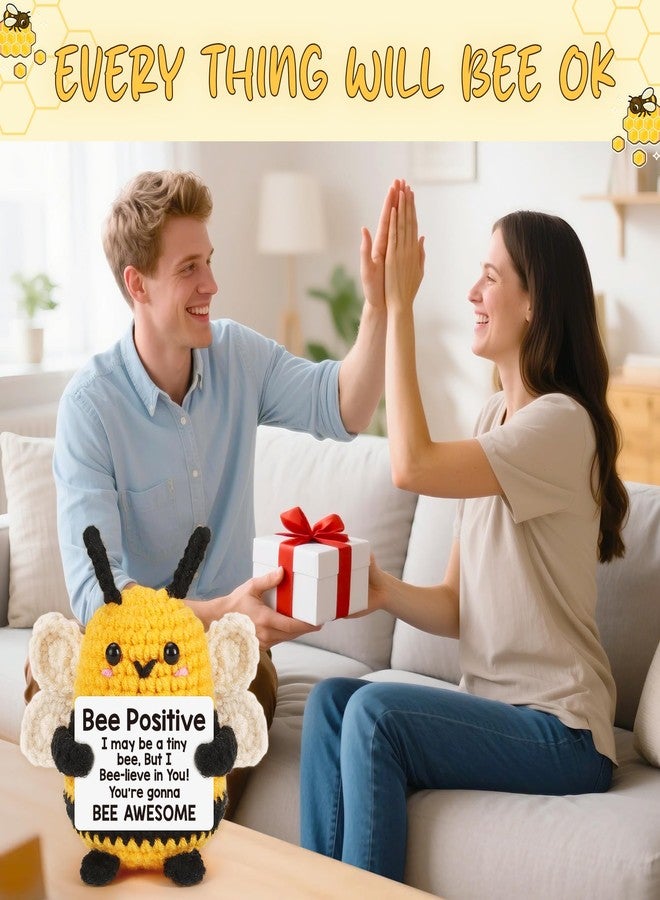 حيوانات النحل الكروشيه الإيجابية، هدايا ملهمة لرفع المعنويات، هدية مثالية لزميلة العمل، الأخت، المعلمة، دعم عيد الميلاد، هدايا صغيرة على شكل نحلة للأم، الجدة، الابنة، عيد الميلاد، عيد الحب، عيد الأم - Image 5