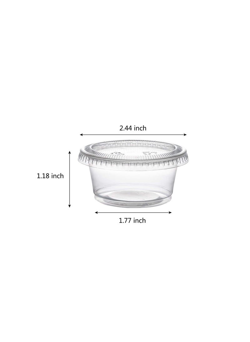 SYOSI - Disposable Sauce Cup Plastic Portion Cups with Lids Shot Meal Prep Containers 100 Sets 2 oz Condiment Jello Sampling Clear - Image 1