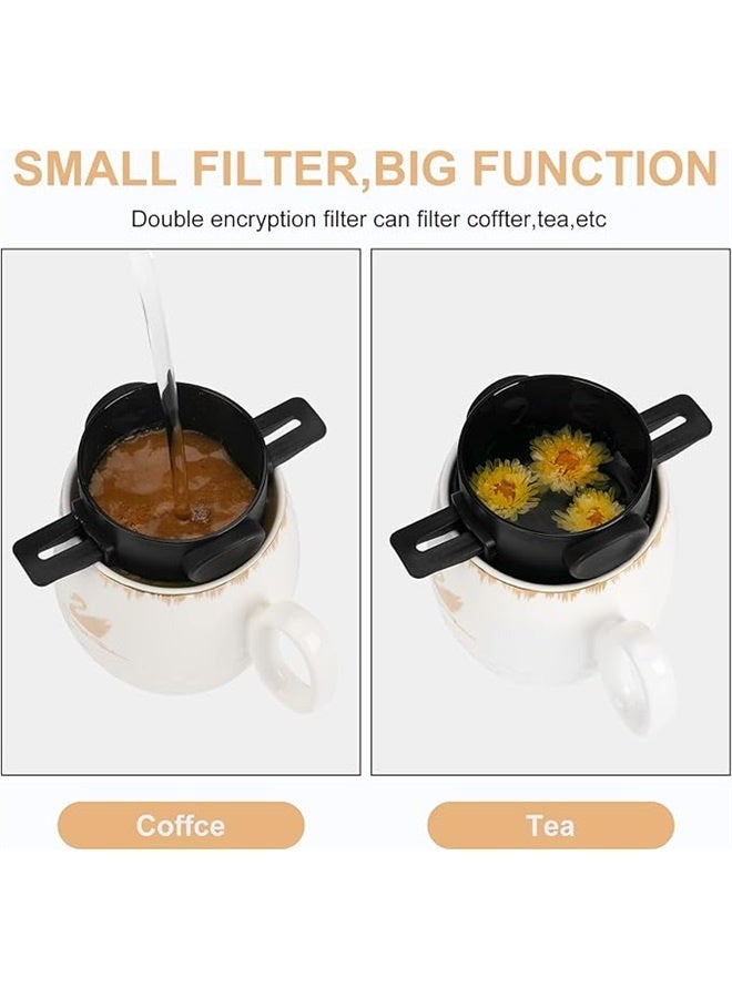 Coffee Filter Black,Pour Over Coffee Maker,Portable Stainless Steel Reusable Coffee Filter, Mini Collapsible Paperless Single Serve 1 Cup Coffee Dripper Cup Easy To Clean For Travel Camping  - Image 4