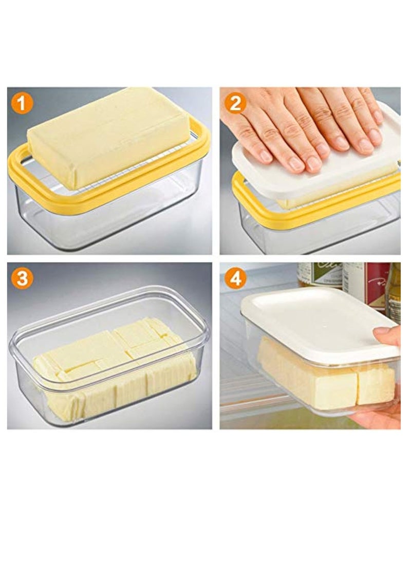 KASTWAVE - Butter Slicer Cutter Stainless Steel, Butter Dish with Lid, Plastic Rectangle Butter Keeper with Cutter, Stick Butter Container Dish with Lid, Butter Container Butter Box Case for Countertop or Fridge - Image 1