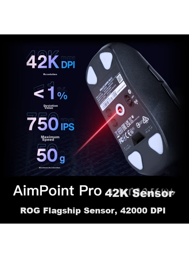 ROG Rog Yue Ren 2 Ace, Tri-mode Wireless Gaming Mouse, Aimpoint Pro Sensor, 42000 Dpi, Wireless 4k Polling Rate, 54g Ultra-light Mouse, Midnight Black  - Image 3