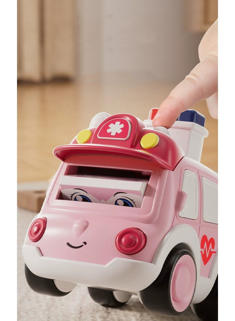 HALAMODO 【4-Pack】Adorable Push-And-Go Toy Car Set | Includes Ambulance/Police/Construction/Fire Truck | With 3 Changeable Expressions | ABS Safe Material With Smooth Edges | Battery-Free Press-To-Go Design | Develops Crawling/Walking/Running Skills | 9*8.5*6cm Perfect Size | Durable Early Learning Toy - Image 4