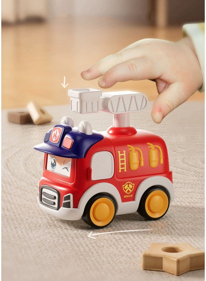 HALAMODO 【4-Pack】Adorable Push-And-Go Toy Car Set | Includes Ambulance/Police/Construction/Fire Truck | With 3 Changeable Expressions | ABS Safe Material With Smooth Edges | Battery-Free Press-To-Go Design | Develops Crawling/Walking/Running Skills | 9*8.5*6cm Perfect Size | Durable Early Learning Toy - Image 3