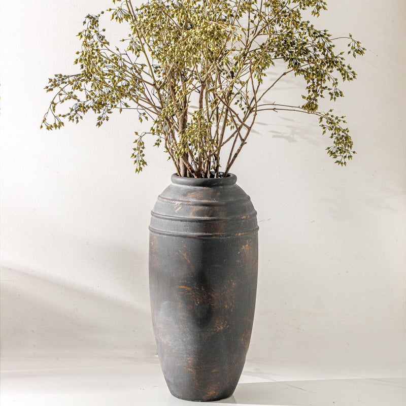 Lyeec Large Ceramic Rustic Vase - 12.87 inch Tall Decorative Farmhouse Vase for Home Decor, Living Room, Shelf Decor, Enterway, Office, Table Decoration - Image 1