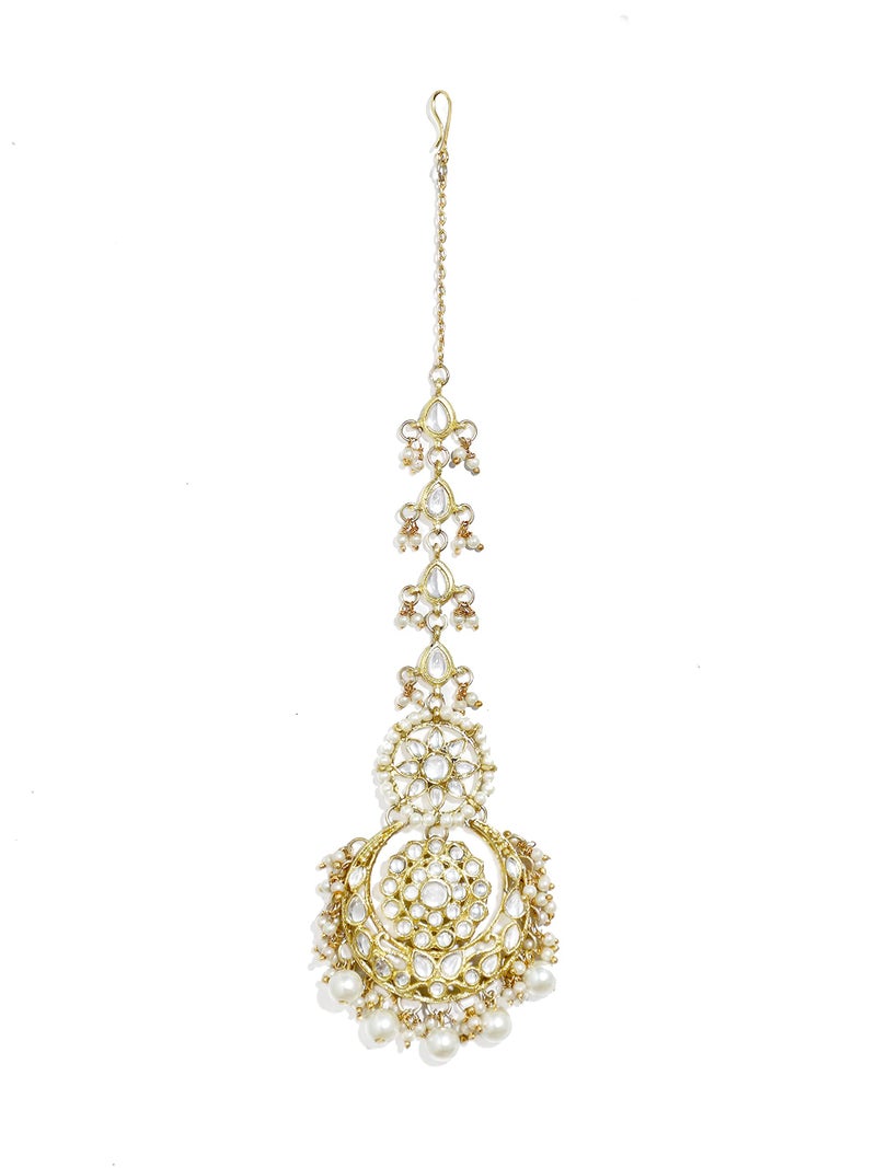 Karatcart Gold Plated Pearl Studded Kundan Maangtikka - Image 4