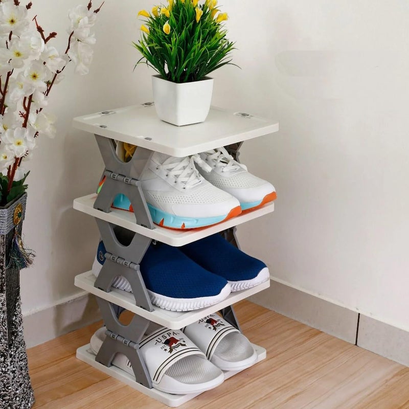 SHODA Premium 4Tiers Shoe RackMultipurpose Storage Rack with Dustproof Cover Iron Pipes Non Woven Fabric Plastic Connector - Image 2