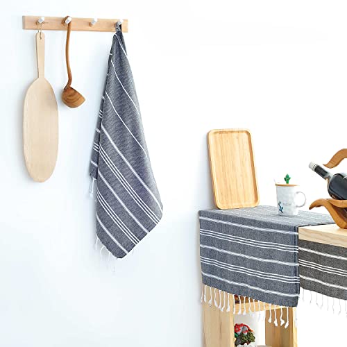 Cacala 100% Turkish Cotton Kitchen Tea Towels, Highly Absorbent Luxury Soft Quick Drying Dish Towel with Hanging Loop for Gym, Yoga, Bath, Sports, Cleaning and Kitchen (23 x 36), Black - Image 3