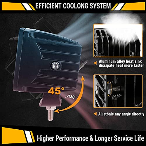 Auxbeam 3 Inch 72W LED Cube Light Pods, 6 Modes Amber/White Strobe Light Bar Spot Flood Offroad Driving Flashing Fog Lights Dual Color Auxiliary Light for Truck SUV Boat Jeep - Image 4