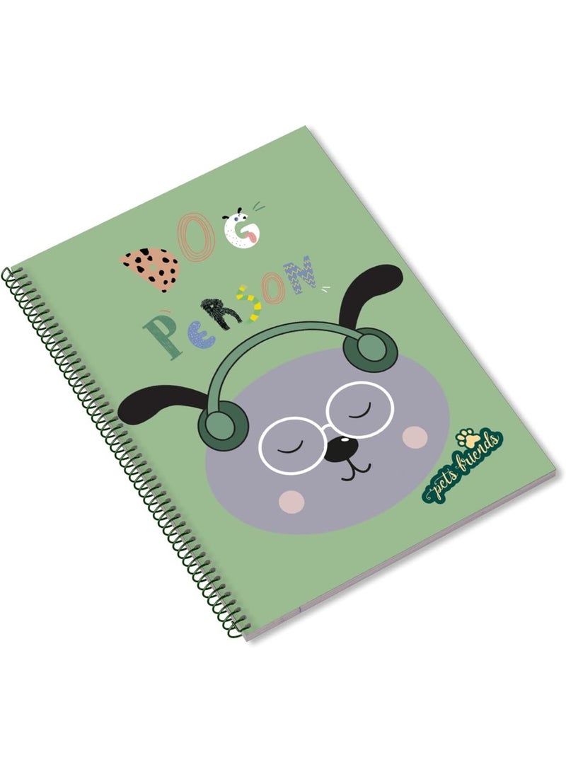 Ambar 1-Piece A4 Size Spiral Notebook Dog Person Design Assorted Colours - Image 1