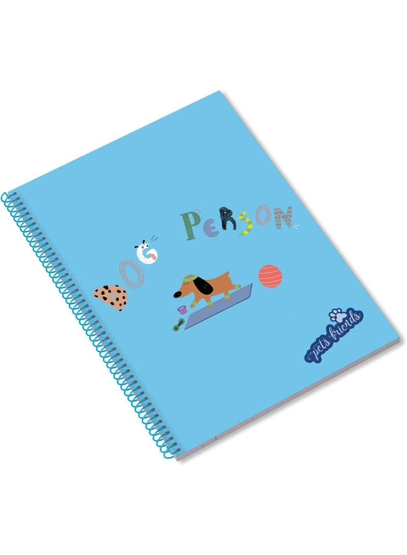 Ambar 1-Piece A4 Size Spiral Notebook Dog Person Design Assorted Colours - Image 3