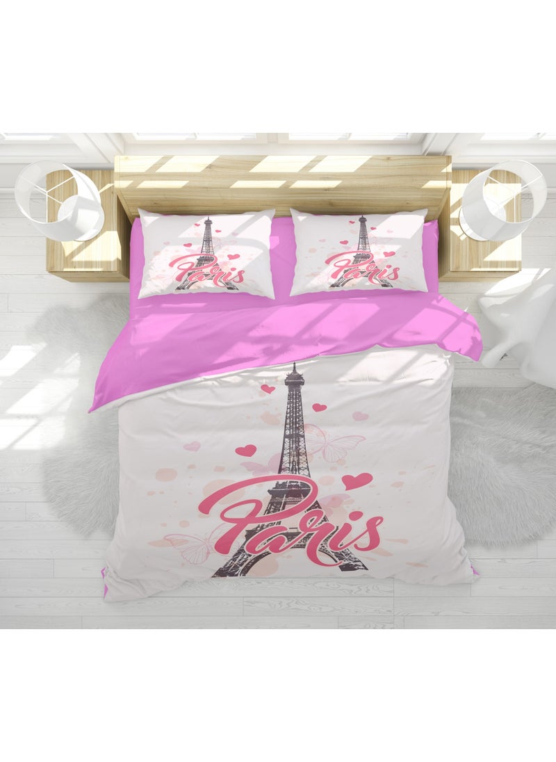 Eray Home - Erays Home Paris Eiffel Love 3D Double Duvet Cover Set - Image 1