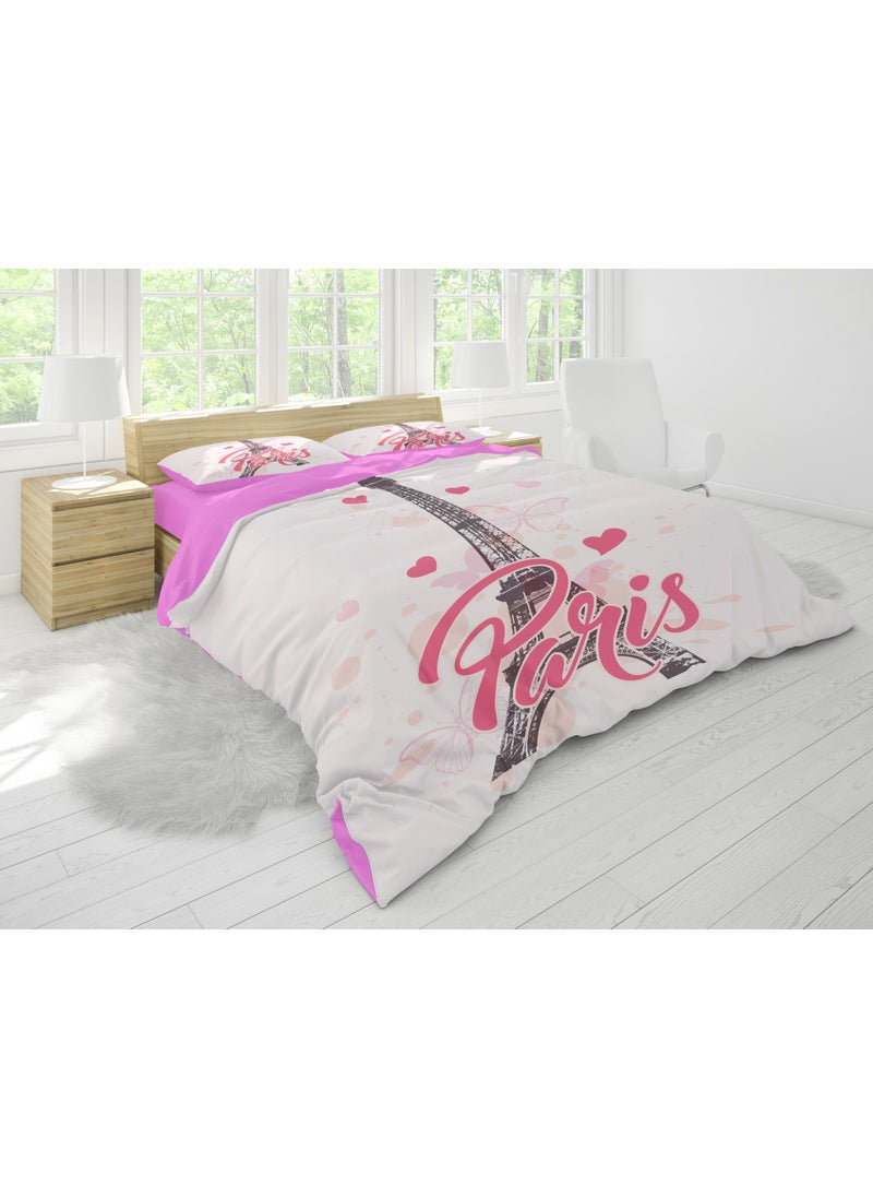 Eray Home - Erays Home Paris Eiffel Love 3D Double Duvet Cover Set - Image 1