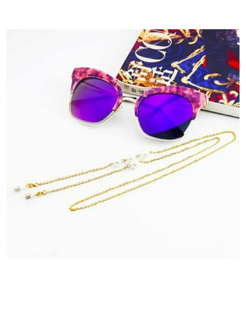 RA accessories Women Eyeglasses Golden Metal Chain With Pearls Also Use As Necklace - Image 4