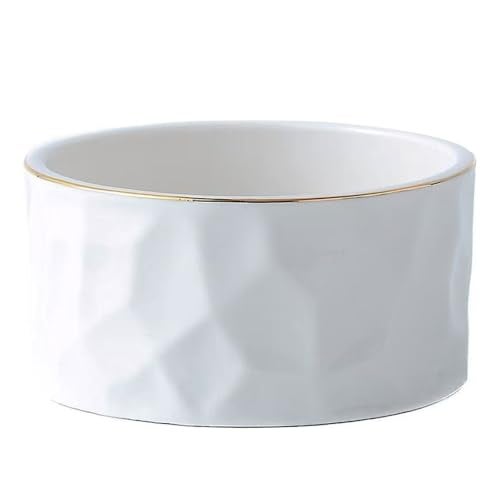 YOSCO Paper Clip Holder Ceramic Round Paper Clips Dispenser for Desk Cute,Gold Line Office Binder Clips Dispenser Organizer (White) - Image 1