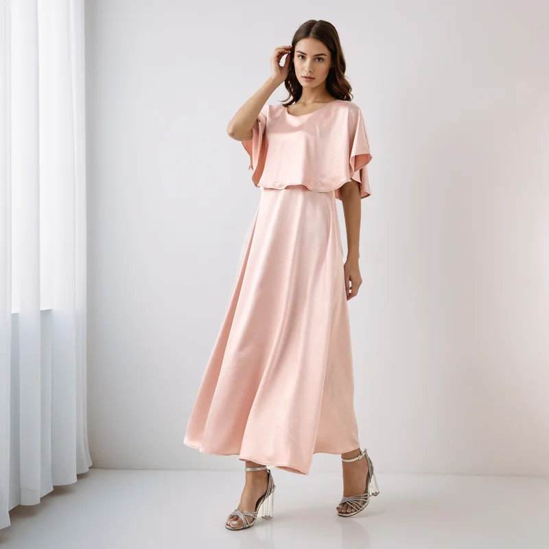 A-line Maxi Viscose Dress with Overlay