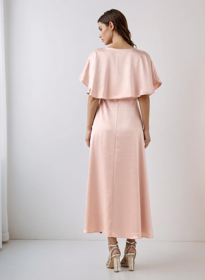 Splash FAV A-Line Viscose Satin Eveningwear Maxi Cape Dress - Image 3