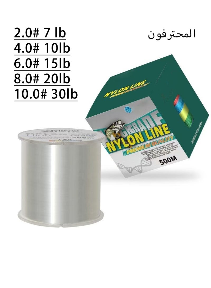 STL 500M-Nylon String Fishing Line Cord Clear Fluorocarbon Strong Monofilament Wire Flexible Wear-resistant Super Pulling Force Cut for Hanging Decorations Beading Crafts Kite - Image 1