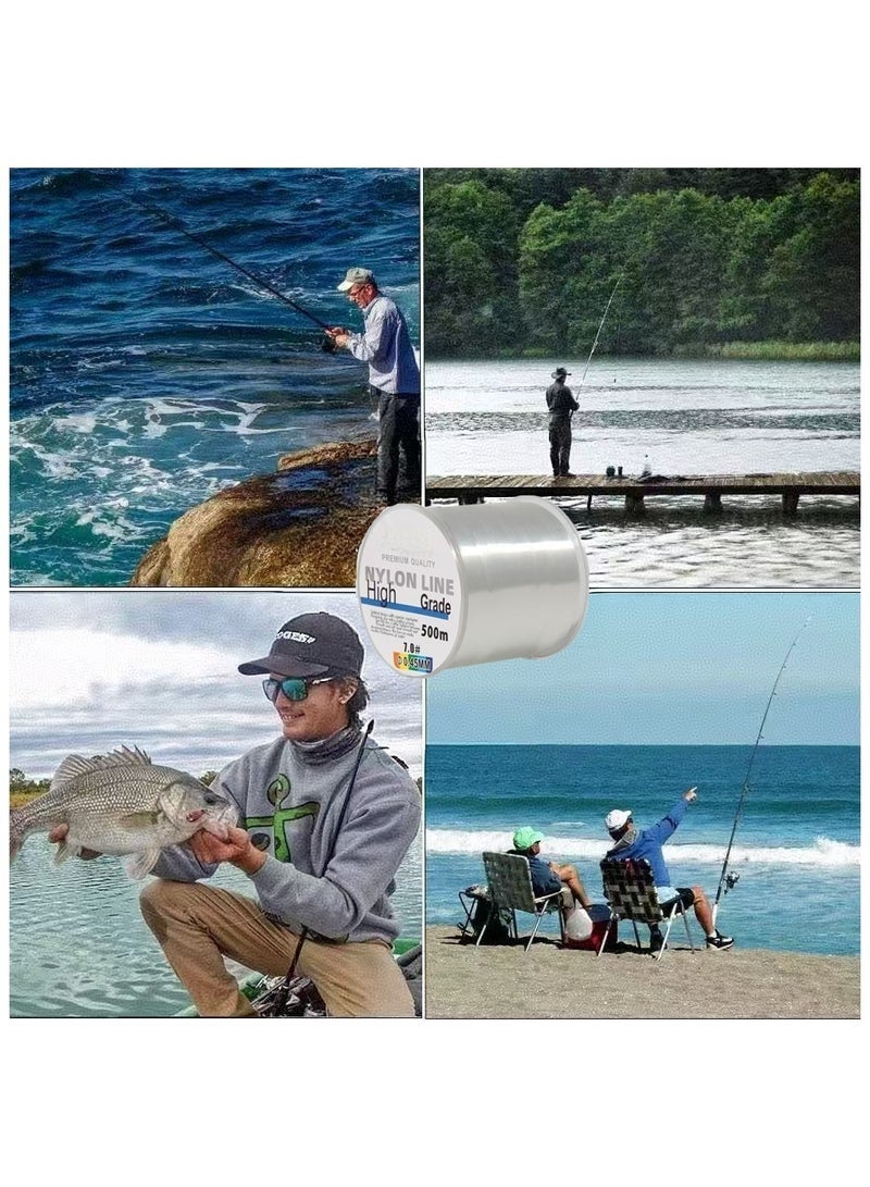 STL 500M-Nylon String Fishing Line Cord Clear Fluorocarbon Strong Monofilament Wire Flexible Wear-resistant Super Pulling Force Cut for Hanging Decorations Beading Crafts Kite - Image 5
