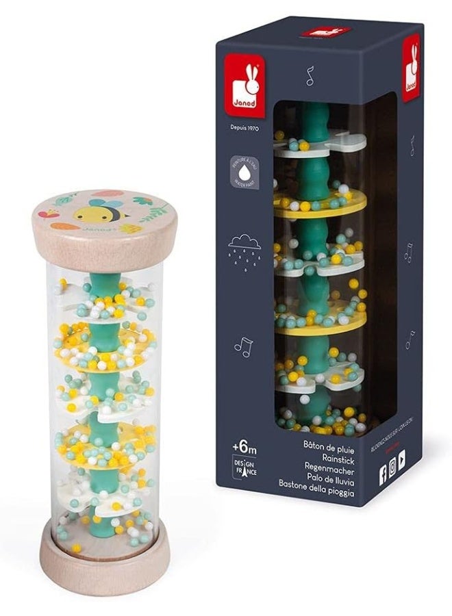 Janod Wooden Rainstick - Pure Collection With Water-Based Paint, From 6 Months Old  - Image 1