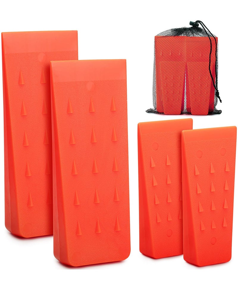 UNCO- Tree Felling Wedges with Spikes, 4Pack, 5.5" & 8" Wedges with Storage Bag, Splitting Wedge, Plastic Wedges, Logging Tools and Equipment, Chainsaw Wedges for Trees - Image 1