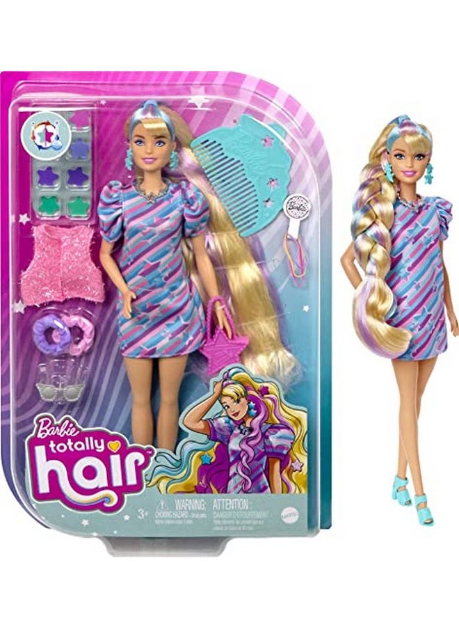 Barbie Totally Hair Doll Starthemed With 8.5Inch Fantasy Hair & 15 Styling Accessories (8 With Colorchange Feature)  - Image 1