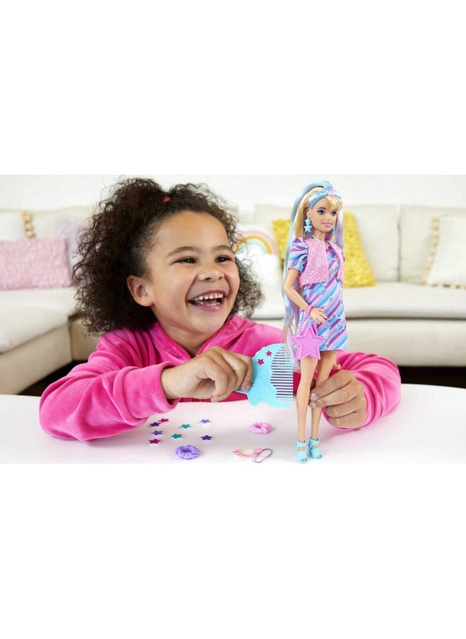 Barbie Totally Hair Doll Starthemed With 8.5Inch Fantasy Hair & 15 Styling Accessories (8 With Colorchange Feature)  - Image 4