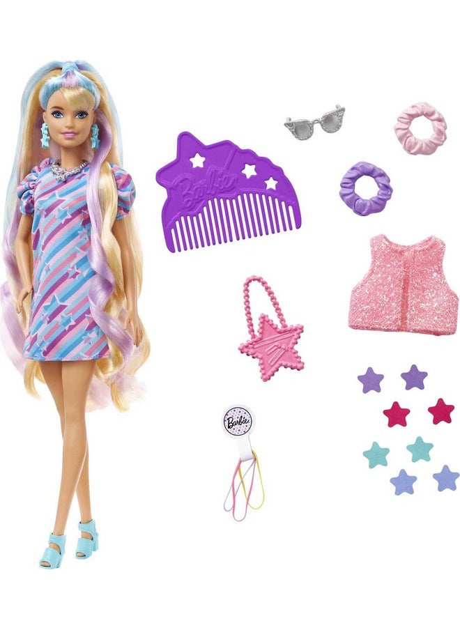 Barbie Totally Hair Doll Starthemed With 8.5Inch Fantasy Hair & 15 Styling Accessories (8 With Colorchange Feature)  - Image 3