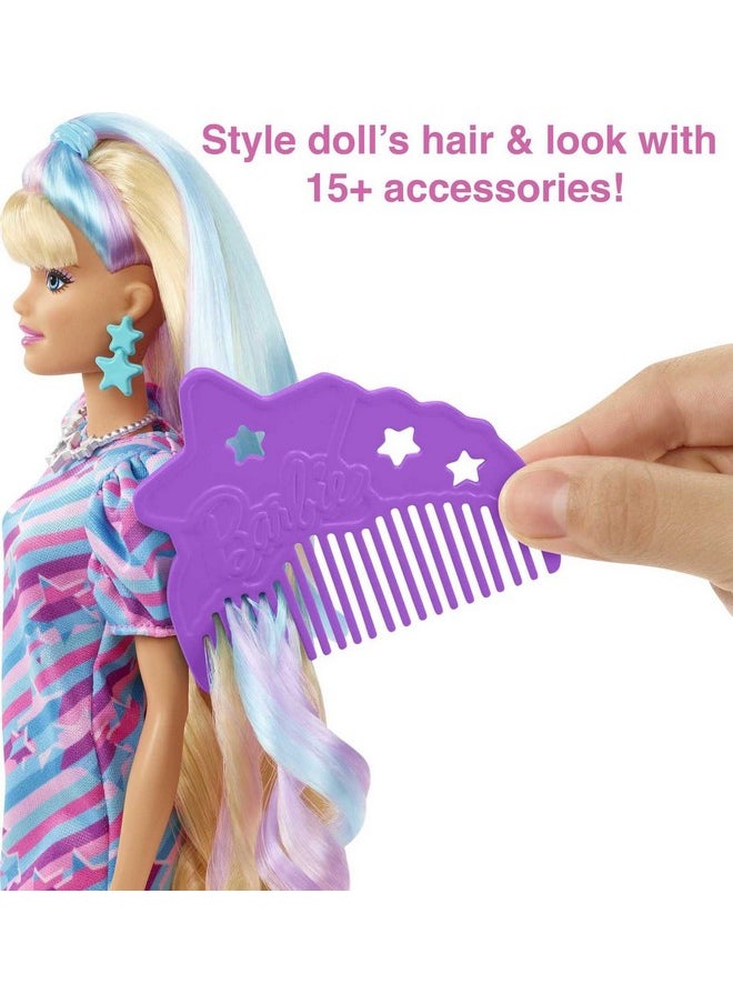 Barbie Totally Hair Doll Starthemed With 8.5Inch Fantasy Hair & 15 Styling Accessories (8 With Colorchange Feature)  - Image 5