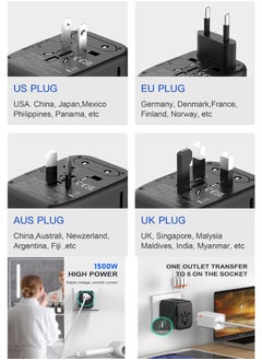 Universal International Power Travel Plug Adapter, 5 in 1 European Travel Plug Adapter W/ 3.5A 2xUSB-A and 2xUSB C Wall Charger and Worldwide AC Outlet for Europe USA UK AUS Asia Black - pzsku/Z8FE345982124787B0CE7Z/45/_/1734413831/da29610f-ab93-4258-8ed8-789a3b7436a3