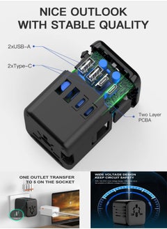 Universal International Power Travel Plug Adapter, 5 in 1 European Travel Plug Adapter W/ 3.5A 2xUSB-A and 2xUSB C Wall Charger and Worldwide AC Outlet for Europe USA UK AUS Asia Black - pzsku/Z8FE345982124787B0CE7Z/45/_/1734413922/53ba76b0-8775-4c19-977a-65cd6d8db5a3