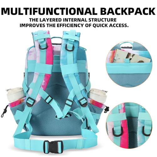 Lovelinks21 25L Tactical Military Backpack Small Travel Backpack for Men and Women Assault Pack Bug Out Bag Molle Daypack Gym Backpack with Bottle Holder (Rainbow Tie Dye) - Image 3
