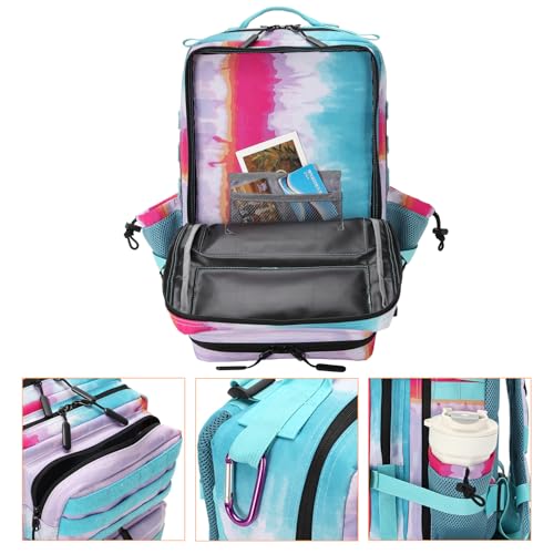 Lovelinks21 25L Tactical Military Backpack Small Travel Backpack for Men and Women Assault Pack Bug Out Bag Molle Daypack Gym Backpack with Bottle Holder (Rainbow Tie Dye) - Image 4
