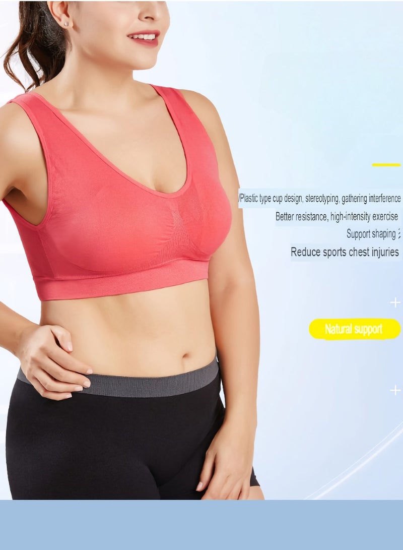AROAQ Women Sports Bra, Fitness Sports Yoga Bra with Removable Padding, Double-layer Seamless Sports Bra without Rims, Comfortable Soft Bra for Workouts Running Yoga Trainings, (Size 5XL, Cream Color)  - Image 2