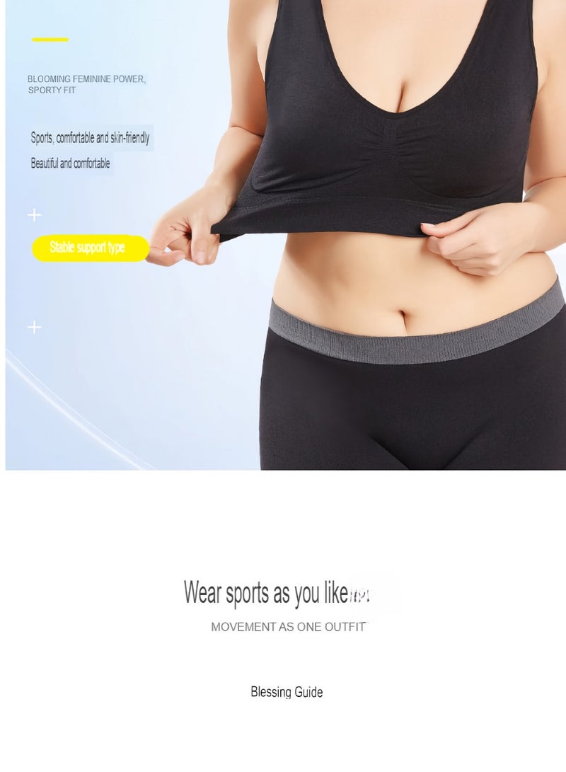 AROAQ Women Sports Bra, Fitness Sports Yoga Bra with Removable Padding, Double-layer Seamless Sports Bra without Rims, Comfortable Soft Bra for Workouts Running Yoga Trainings, (Size 5XL, Cream Color)  - Image 4