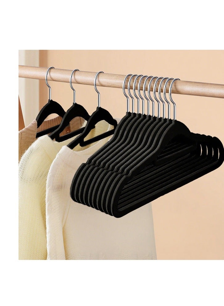 50 Black Non-Slip Flocking Hangers, Sturdy Hangers, Heavy-Duty Hangers, Durable Ultra-Thin, Saving Closet Space - Image 2