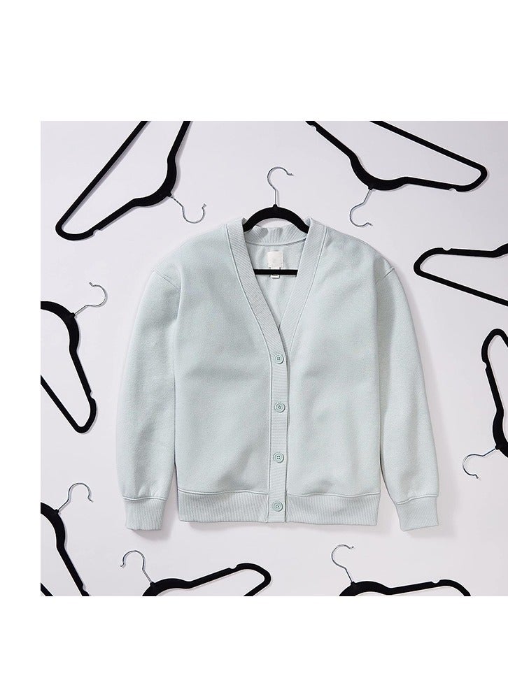 50 Black Non-Slip Flocking Hangers, Sturdy Hangers, Heavy-Duty Hangers, Durable Ultra-Thin, Saving Closet Space - Image 3