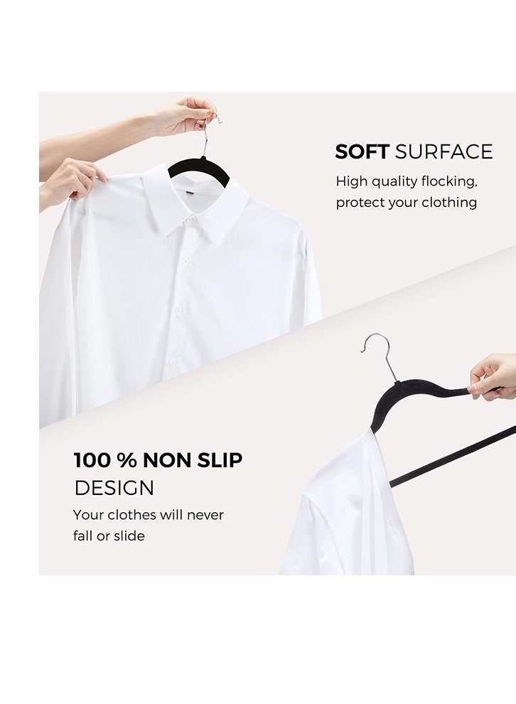 50 Black Non-Slip Flocking Hangers, Sturdy Hangers, Heavy-Duty Hangers, Durable Ultra-Thin, Saving Closet Space - Image 4
