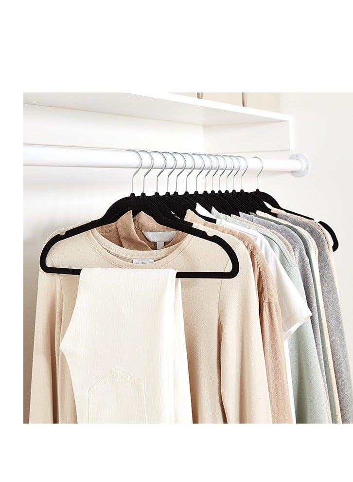 50 Black Non-Slip Flocking Hangers, Sturdy Hangers, Heavy-Duty Hangers, Durable Ultra-Thin, Saving Closet Space - Image 5