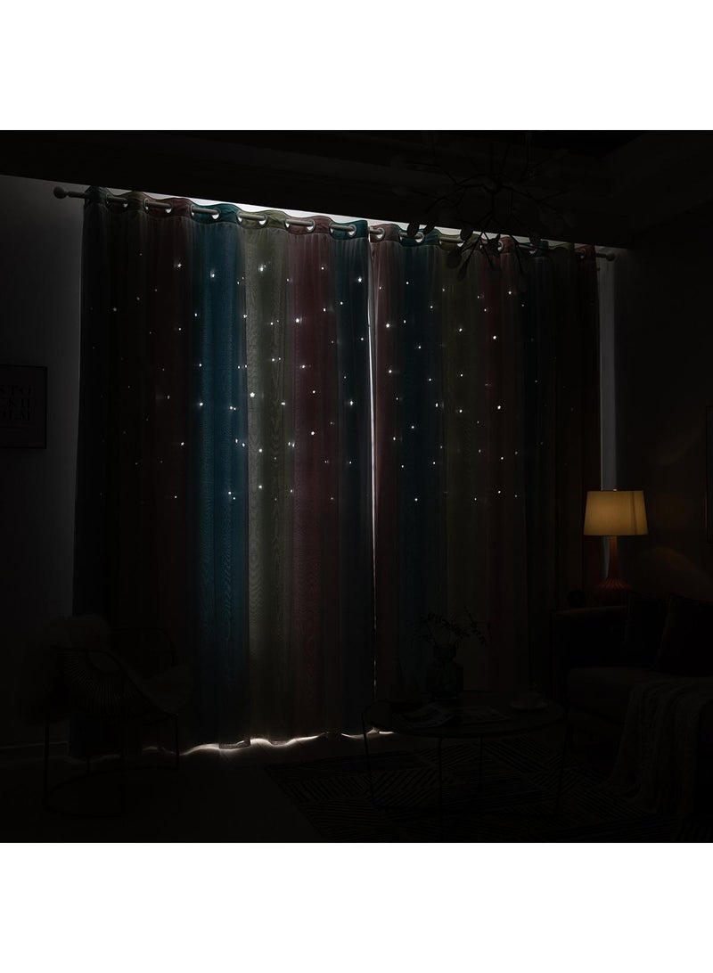 Bluejw 2-Piece Hollow Out Stars Blackout Outdoor Curtains - Image 4