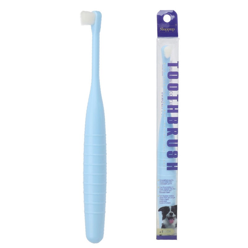 Generic Pet Toothbrush Cat Toothbrush Dog Toothbrush Cats Dog Oral Cleaning Soft Toothbrush Ten Thousand Hair Disposable Toothbrush Blue-small triangle brush head 