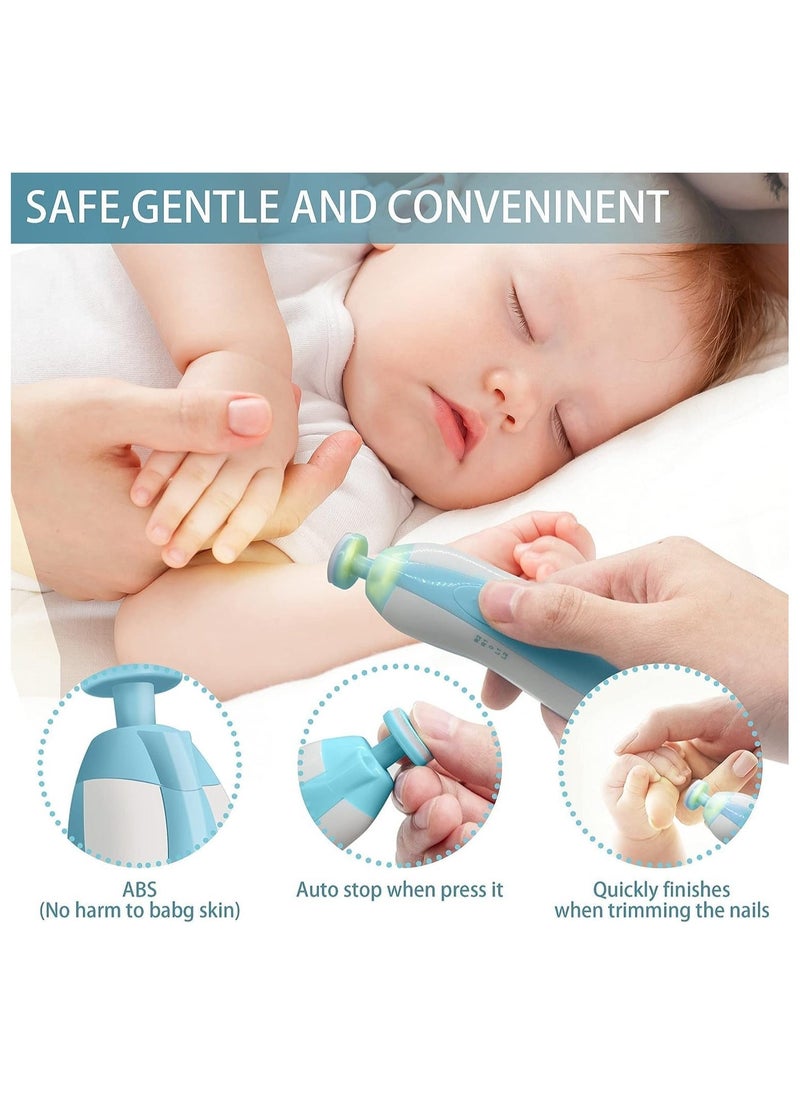 BGM ELTERAZONE Baby Nail File Electric Nail Trimmer File Manicure Set, Toes Fingernails Care Trimmer with LED Light for Newborn, Kids and Adults  - Image 2