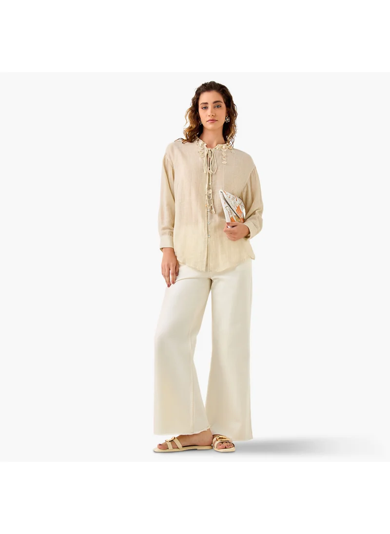 ايكونيك Iconic Regular Fit Top with Shell Tassel Detail