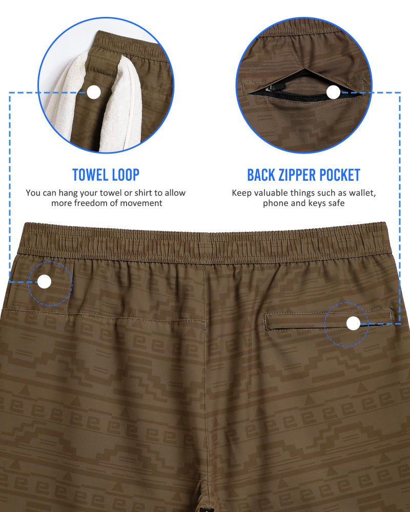 maamgic Mens 5" Gym Running Shorts for Men 2 in 1 Quick Dry Workout Athletic Shorts Ethnic Brown Medium - Image 4