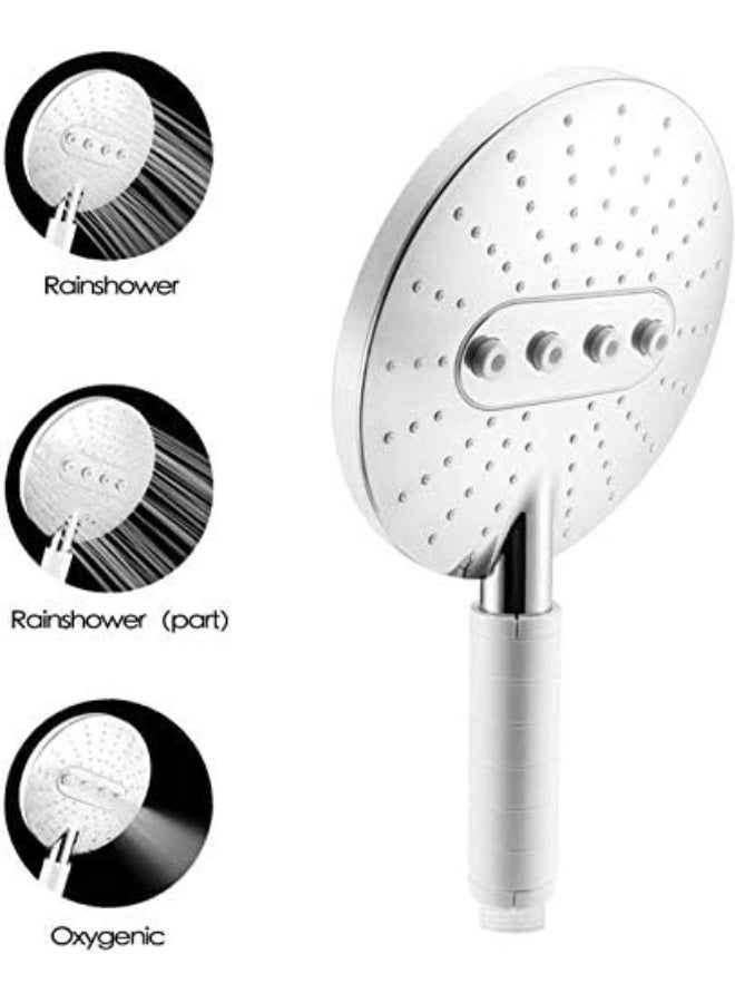 Adjustable White Rain Spray Hand Shower with 1mtr SS Shower Tube and Wall Hook (Chrome Finish) - Image 4