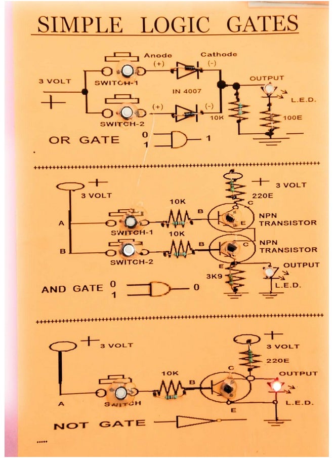 StepsToDo - StepsToDo Simple Logic Gates (OR + and + NOT) Demonstration Handmade Project. Ready for Use Pre-Assembled Kit. - Image 1