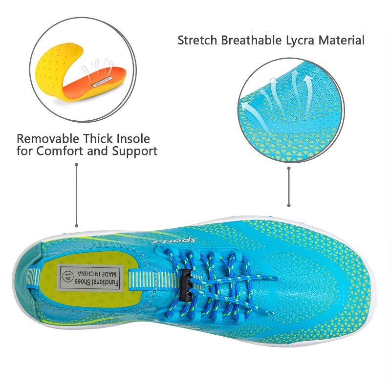 WateLves Men's & Women's Beach Swim Shoes, Quick-Dry Aqua Socks, Pool Shoes for Surf Yoga Water Aerobics (Fluorescent Light Blue, 40) - Image 3