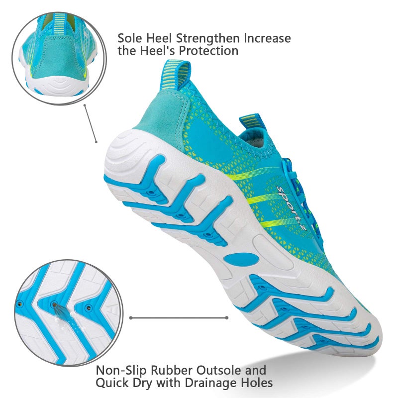 WateLves Men's & Women's Beach Swim Shoes, Quick-Dry Aqua Socks, Pool Shoes for Surf Yoga Water Aerobics (Fluorescent Light Blue, 40) - Image 5