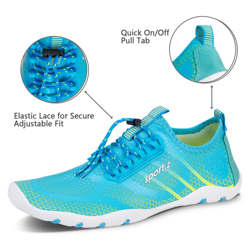 WateLves Men's & Women's Beach Swim Shoes, Quick-Dry Aqua Socks, Pool Shoes for Surf Yoga Water Aerobics (Fluorescent Light Blue, 40) - Image 4
